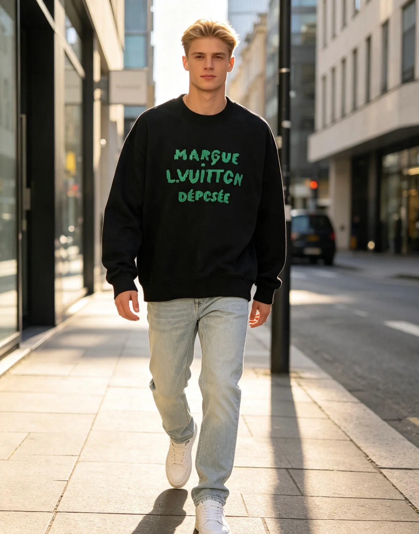 Louis Vuitton/Louis Vuitton woven letter embroidered crew neck sweatshirt